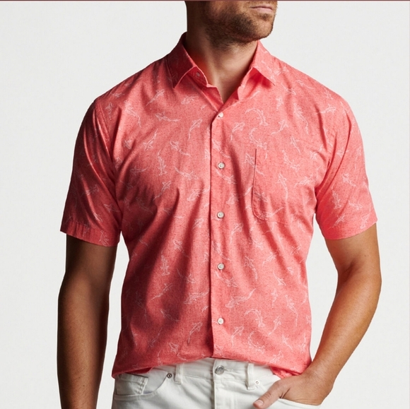 Men's Coral Short Sleeve Shirt - Picture 1 of 12